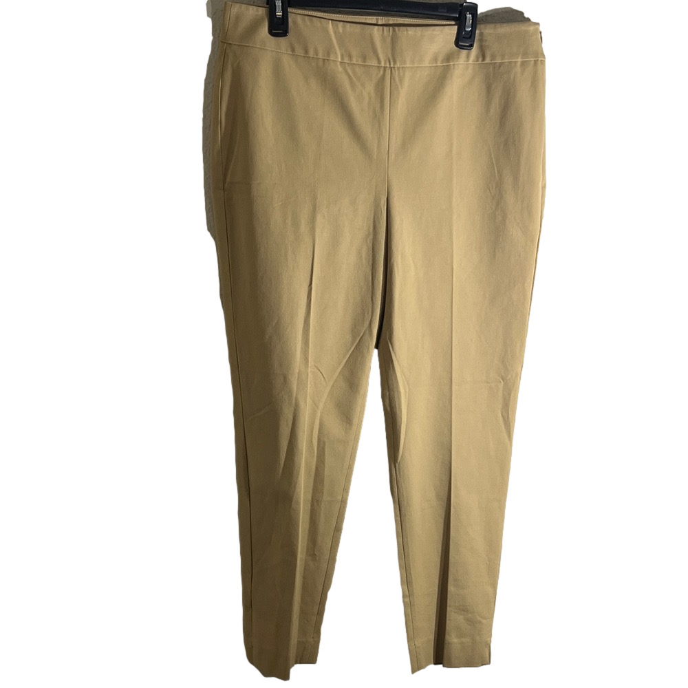 TALBOTS women’s CHATHAM SLIM ANKLE PANTS Classic Stretch Pull-On size 14 Tan